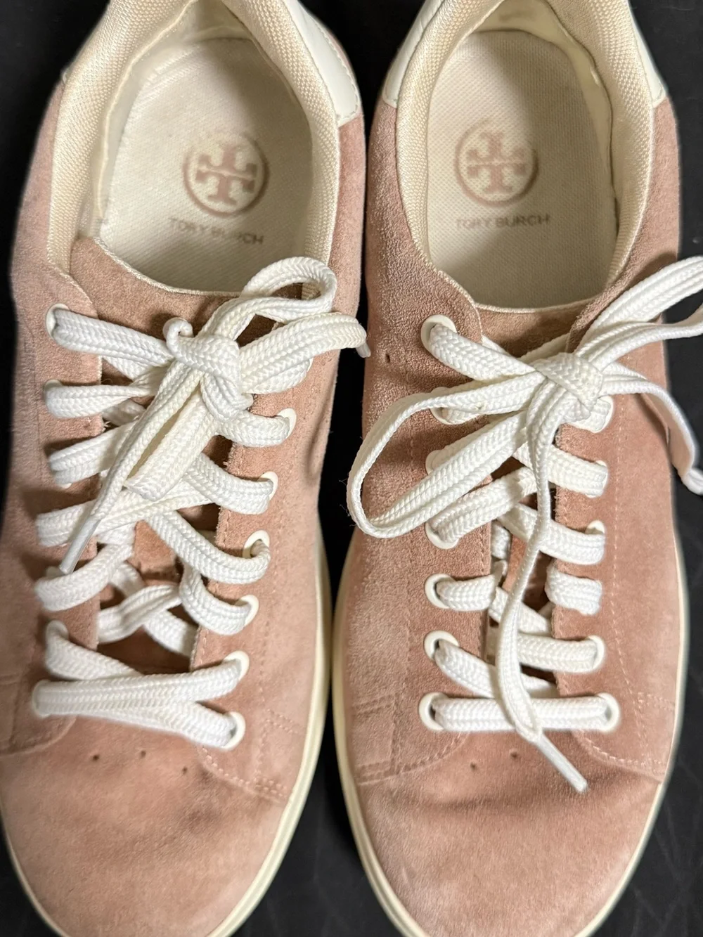 Tory Burch Rose Gold/Blush Pink Suede Low-Top Sneakers
